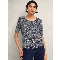 Multicolour Blouses Jacqueline Abstract Top - Navy/Ivory