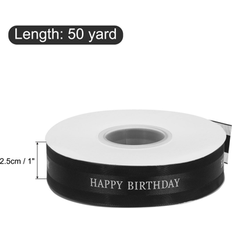 Gift Wrap Ribbons Unique Bargains 1 Inch Happy Birthday Satin Ribbon 50 Yards Ribbon Roll Bow Decoration 50 Yards Black (50 Yards)