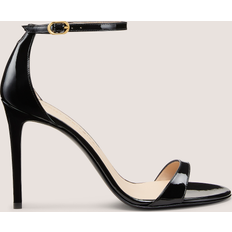 Stuart Weitzman Nudist II Patent Ankle-Strap Sandals - Black Patent Leather