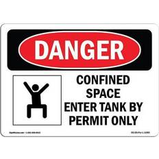 Office Supplies SignMission OSHA Danger Sign 12 x 18 in - Confined Space Enter Tank