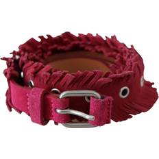 Pink Belts Ermanno Scervino Leather Belt with Gold-Tone Double Buckle - Brown
