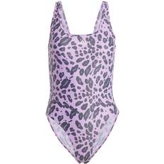 Sølv Badetøj adidas Essentials Animal Print U-Back Badedragt - Preloved Purple/White