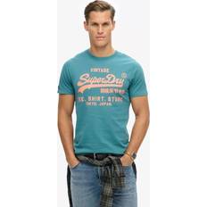 Superdry Mannen T-shirt Neon Vintage Logo - Turkoois Grootte