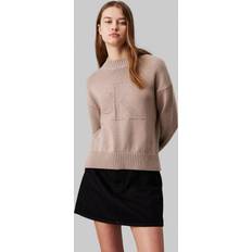 Calvin Klein Pink Tops Calvin Klein Intarsia Logo Wool Blend Jumper - Beige