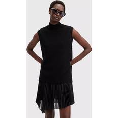 Clothing AllSaints Eve Jumper Pleated Mini Dress - Black