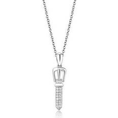 Rhodium 925 Sterling Silver Chain Pendant - Clear