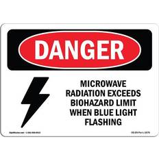 Blue Workplace Signs SignMission OS-DS-D-35-L-1676 Danger Sign - Microwave Radiation