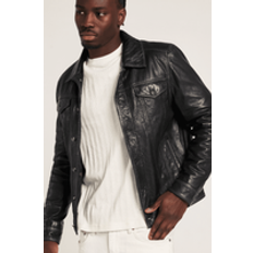 Clothing Barneys Real Leather Trucker Jacket - Black