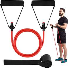 Fitness Zeuxo Single Resistance Bands with Handles Exercise Bands Workout Bands Weight Bands for Physical straight puller-15-20LB