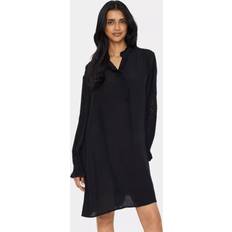 Black - Shirt Dresses Saint Tropez Greya Henley Dress - Black