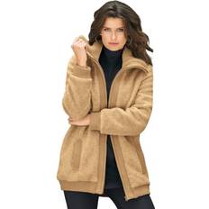 5XL - Women Coats Plus Size Textured Fleece Bomber Coat