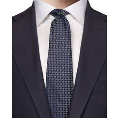 Blåa Slipsar Eton Geometric Woven Silk Tie 80 - Navy Blue