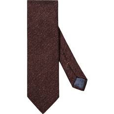 Herre - Ull Slips Eton Herringbone Wool Cotton Silk Tie 80 - Dark Red