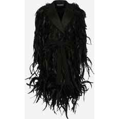 Feathers Coats Dolce & Gabbana Wool Gabardine Coat Black