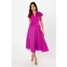 Coast Cap Sleeve Pleated Skirt Midi Dress - Red