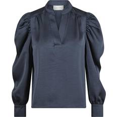 Blå Bluser Neo Noir Rosslyn Heavy Sateen Blouse - Midnight Blue