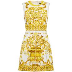 Dolce & Gabbana Vrouw Jurken Dolce & Gabbana Maiolica Print Mini Dress Gelb