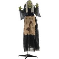 Party Skeletons Homcom 160cm 63" Witch Outdoor Halloween Decoration, Halloween Animatronic with Sound Activated, Light Up Eyes, Sound Effects Aosom UK