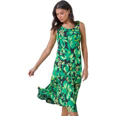 Clothing Roman Floral Bias Cut Stretch Dress - Green