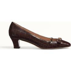 Valentino Garavani Brown Heels & Pumps Valentino Garavani Bowow Pump in Printed Calfskin 45MM Woman Brown