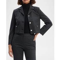 Theory Jackets Theory Boxy Cropped Patch Pocket Jacket - Charcoal Melange