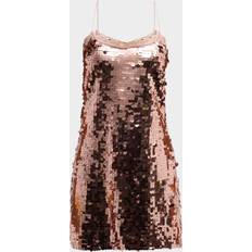 LoveShackFancy Grecia Sequin Spaghetti-Strap Mini Dress - Rose Gold