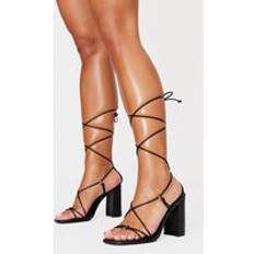 Slippers & Sandals PrettyLittleThing Black Wide Fit Lace Up Block Heeled Sandals