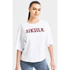 Cropped T-shirts Siksilk Sparkle Boxy Cropped T-Shirt - White