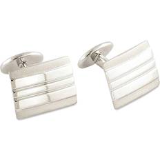 Argent - Homme Boutons de manchette David Donahue Sterling Silver Lined Rectangular Cufflinks (OS)