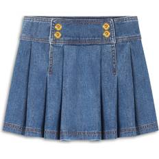 M Skirts Versace Girls' Pleated Denim Skirt - Big Kid - Medium Blue