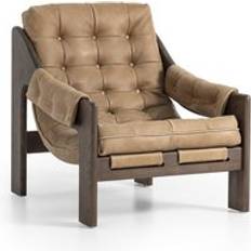 Armchairs Four Hands Halston Beige Leather Accent Chair Armchair