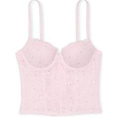 PINK Lace Lightly Lined Balcony Corset Top - Pink Tulip Diamante