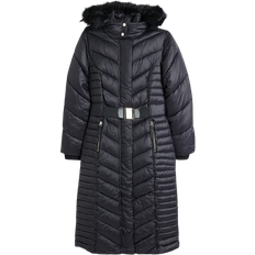 River Island Slim Longline Padded Coat - Black