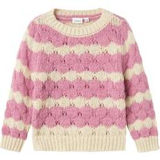 Gebreide Truien uitverkoop Name It NMFNebib Pullover - Mauve/Natuurwit