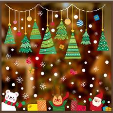 Window Film 9 Sheets Christmas Stickers - Double-Side PVC Window Film