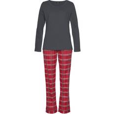 Oranje - Vrouw Nachtkleding H.I.S Pyjama Met Geruite Pyjamabroek - Rood