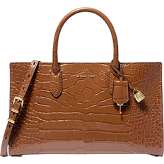 Michael Kors Scarlett Medium Crocodile Embossed Patent Leather Satchel - Chestnut