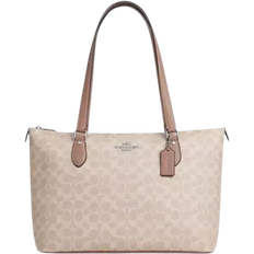 Coach Gallery Tote Bag In Signature Canvas - Silver/Sand/Taupe