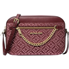 Michael kors crossbody Michael Kors Jet Set Large Metallic Logo Jacquard Crossbody Bag - Oxblood Mlti