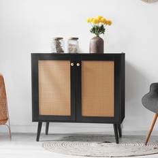 Rattan Cabinets Nuu Garden Entryway Black Sideboard 31.9x31.5"