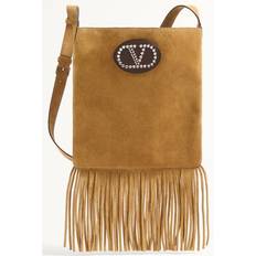 Beige - Men Handbags Valentino Garavani NELLCÔTE SUEDE SHOULDER BAG WITH FRINGES Man BROWN UNI