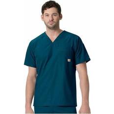 Work Clothes Carhartt Men's Force Liberty Twill Chest Pocket Scrub Top Caribbean Blue