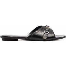 Balenciaga Damen Sandalen Balenciaga Le Cagole Leather Flat Sandals - Black