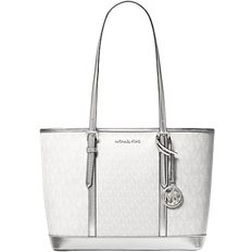 The small tote bag Michael Kors Jet Set Travel Small Metallic Logo Top Zip Tote Bag - Silver