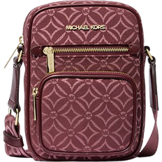 Michael Kors Jet Set Medium Metallic Logo Jacquard Crossbody Bag - Oxblood Multi