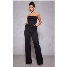 PrettyLittleThing Black Bandeau Cowl Neck Pocket Jumpsuit