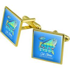 Gold Cufflinks Graphics and More Gulf Stream Outfitters Yellowfin Ahi Tuna Ocean Fishing Square Cufflink Set Silver or Gold