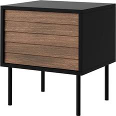 DM Mesitas de noche Belonger Black/Walnut Bedside Table 40x45cm