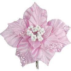 Sammet Julgranspynt Velvet Poinsettia Decoration 22 cm - Pink Christmas Tree Ornament