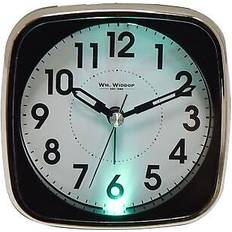 WIDDOP and Co Alarm clock black silver classic non ticking sweeping seconds backlight snooze